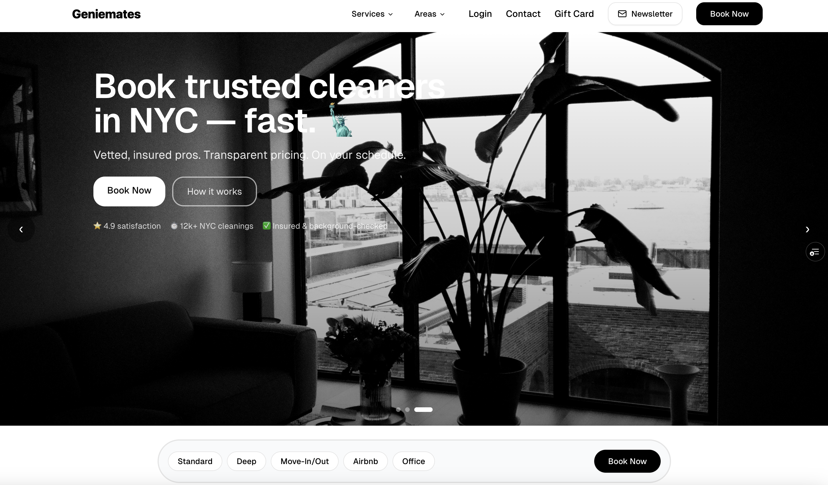 Geniemates home cleaning booking interface